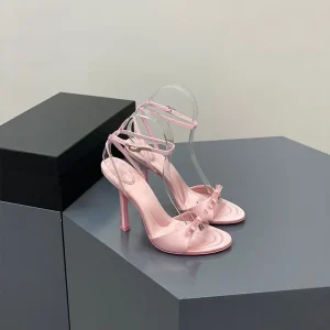 Factory Summer High Heels Pointed toe Rose Red High Heels Hollow Fashion Ankle heeled Women’s Sandals