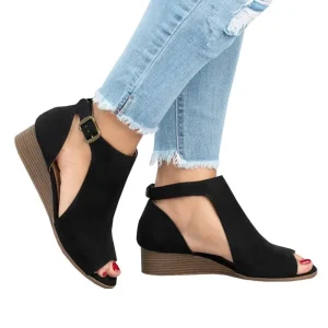 Factory Women’s High Heel Wedge Sandals PU Leather Open Toe Comfortable Casual Shoes