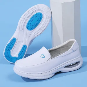 Factory Women’s Scrubs Shoes for Hospital White Nurse Nursing Shoes with Round Toe Comfortable Anti-slip Work Shoe Daily Wear