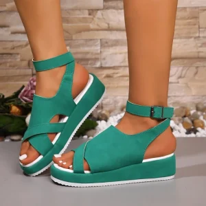 Factory Women’s Wedge Sandals PU Material Rubber Sole Open Toe Casual Summer Shoes