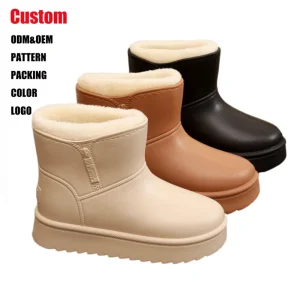 Factory Women’s Winter Snow Boots Waterproof Cotton Brown Anti Slip Warm Boots Outdoor Boots