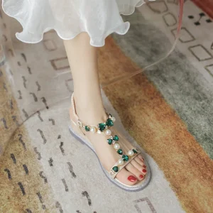 Fairy Style Rhinestone Wedge Sandals Womens Summer Student Outfit Fashion Dress Shoes