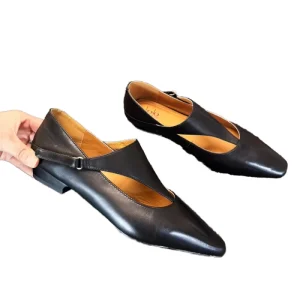 Fall Custom Women’s Mary Jane Flat Leather Shoes Pointed Toe Slip On Closure Soft Anti Slip for Work