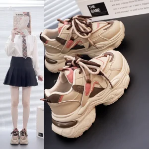 Fall Popular Women’s Maternity Height Increasing Dad Shoes Soft Sole Anti-Slip Sports Sneakers