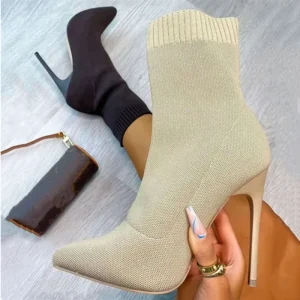 Fashion Boots Woman Fall Winter Boot Heels Knitted Socks Boots Women Shoes