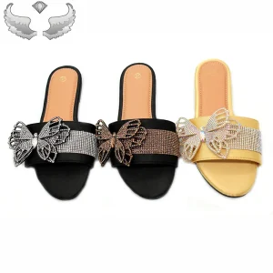 Fashion Bow Tie Female Slippers and Sandals Ladies Rhinestone Lightweight Breathable Women’s Shoes and Sandals Durable