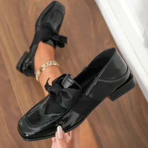 Fashion Designer Women Loafers Slip on Square Toe Summer Outdoor Non-slip Bow High Quality Lightweight Black