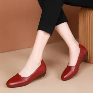 Fashion Elegant Comfortable Slip on Casual Work Low Heel Formal Pumps Shoes for Women PU Upper Soft