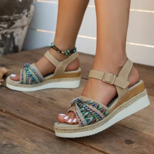 Fashion Europe United States Spring New Fish Mouth Plus Size Bow word Gladiator Wedge Heel Thick soled Casual S231