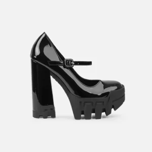 Fashion Faux Leather Chunky Heel Round Toe Platform Dress Shoes for Momen