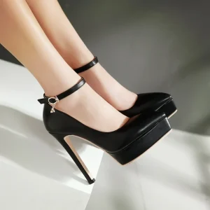 Fashion High Heels Shoes Woman Elegant Ankle Straps Pink White Women’s Heeled Pumps Office Wedding Party Shoes Ladies Large Size