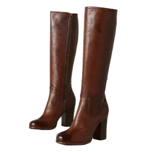 Fashion High Quality Retro Plus Size 43 Women’s Chunky Heel Long Boots Leather Zip Up Knee High Boots for Ladies