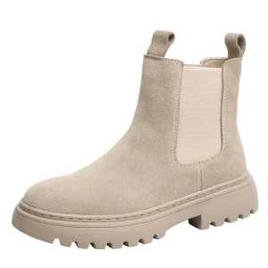 Fashion Lace up Ankle Boots for Women Low Heel Superfine Fiber Thermal Height Increasing Spring Autumn Winter
