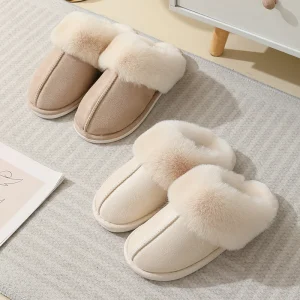 Fashion Ladies Comfortable Soft Faux Fur Warm Slippers Winter Indoor Outdoor Shoes Bedroom House Slippers for Women