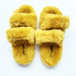 Fashion Ladies Slippers Casual Faux Mink Fur Slippers Women’s Double Shoulder Straps Fur Sandals