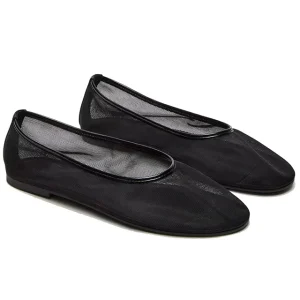 Fashion Lady Slip On Ballet Shoes Black Mesh Women’s Round Toe Flats Shoes