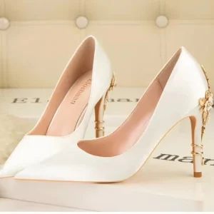 Fashion Light Luxury Sexy Women’s Pumps Satin Single Shoe Pointed Toe 10cm High Heel Stiletto Party Wedding Shoe