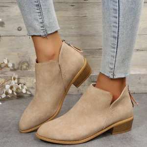 Fashion Luxury Women’s Naked Boots British with Solid Color Pointed Designer Heel Ladies Shoes Casual Ankle Boot for Women