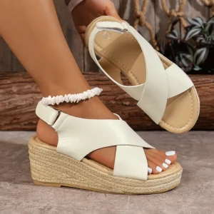 Fashion Plus Size Women’s Gladiator Wedge Sandals Summer New European American Style 43 Size