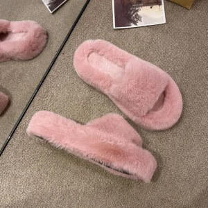 Fashion Plush Outdoor Indoor Flat Spring Autumn Winter Hausschuhe Fur Fluffy Furry House Bedroom Women Home Slippers