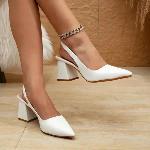 Fashion Pointed Ankle Strap Square Stilettos High Heels Elegant Women Pumps Party Shoes