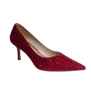 Fashion Pointed Toe Red Stiletto Slip On Summer Autumn Wedding Shoes for Bride Rhinestone Women’s Luxury High Heels