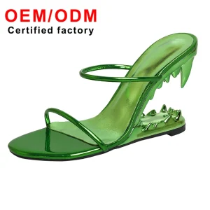 Fashion Show Irregular Teeth Shape High Heel Slip-on Sandals Open Toe for Ladies Women’s High Shoes