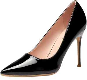 Fashion Simple ultra high Heels Pointed and Shiny Patent Leather Versatile Women’s Shoes Single