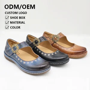 Fashion Spring New Elegant Leather Shoes Female Vintage Round Toe Thick Heel British College Style Women’s Loafers