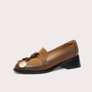 Fashion Style Luxury Casual Shoes Designer Women Loafers Round Toe Slip-On Ladies Leather Flat Shoes