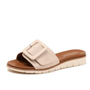 Fashion Summer Open Toe PU Leather Wedge Sandals Soft Soled Anti Slip Sandals for Women and Ladies Outdoor Walking Casual Shoes