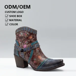 Fashion Trend Design Latest Ladies Boots Women’S Fashion Waterproof Leather Cowboy Boots