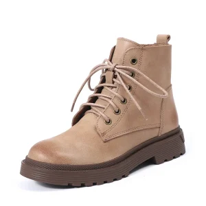 Fashion Trend Genuine Leather Platform Heel for Women and Ladies Ankle High Bootie Boots Shoes Martin Boots for Women