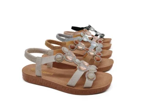 Fashion Trend Women’s Summer Retro Rhinestone Strap Anti Slip Comfortable Toe Seaside Holiday Large Size Platform Korean