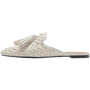 Fashion Trending Flat Tassel Mules Woven White Women slippers Mules