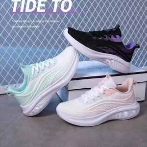 Fashion Trendy Running Shoes Spring Women’s Casual Sport Shoes Shock Absorption Thick Bottom Breathable Mesh Walking Sneakers