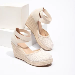 Fashion Walking Style Women’s Lace up Height Increasing Sandals Closed Toe Wedge Sandals Sexy Lace up Thick Soled High Heels