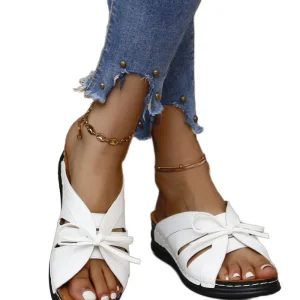 Fashion Wedge Heel Designer Women’s Slippers Fish Mouth Flat Outdoor Slippers Large Size High Quality Ladies Luxury Sandals