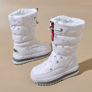 Fashion Winter Outdoor Warm Women Winter Shoes Mid-calf Anti-slip Wear-resistant Waterproof Snow Boots