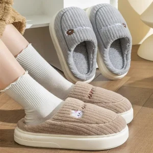 Fashion Winter Soft Indoor Ladies Shoes Women’s Slippers Home Couple Flat Warm Plush Shoes