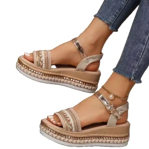 Fashion Women Casual Sandals Open Toe Plus Size Brown