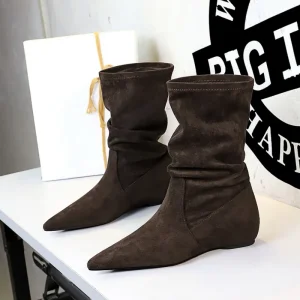 Fashion Women’s Ankle Booties Wedges High Heel Ladies Designer Shoes Ankle PU Leather Boots for Women