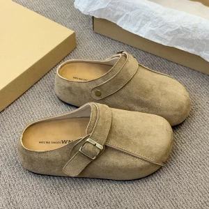 Fashion Women’s Closed Toe Slippers Soft Suede Flat Mules Casual Outdoor Clogs