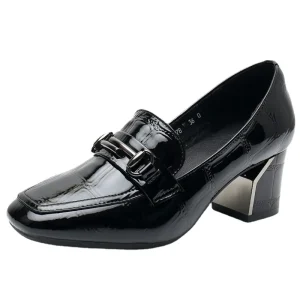 Fashion Women’s Loafers Shoes Genuine Leather High Heel Silp on Shoes Ladies Loafers Female Casual Business Footwears