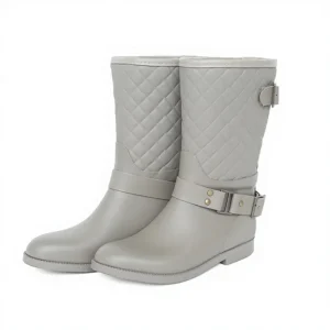 Fashion Women’s Mid Calf Rubber Warm Non Slip Cold Proof Rain Boots with Diamond Prellis All Seasons