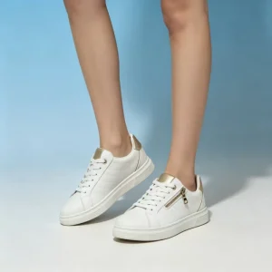 Fashionable Comfortable Low White Lace Up Casual Style Woman Shoes for Casual Style Trendy Outdoor Wear