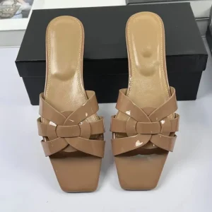 Fashionable Flat Mules Women Genuine Leather Woven Strap Peep Toe Comfortable Waterproof Breathable Summer Daily Wear