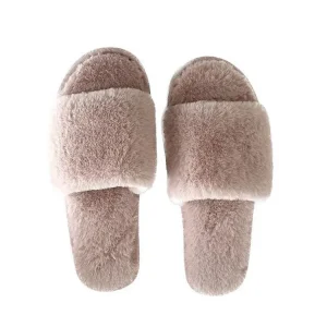 Fashionable Indoor Women’s Faux Fur Slippers Soft Open Toe Winter Home Slippers with Different Colors