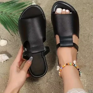 Fashionable Large Round Head Women’s Summer Flat Sandals Non Slip Lightweight Beach Ladies Slippers Platform Style