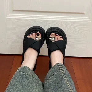 Fashionable Lightweight Women’s Mules with PU Upper Rubber Outsole Soft Stripe Detail for Spring Autumn Summer